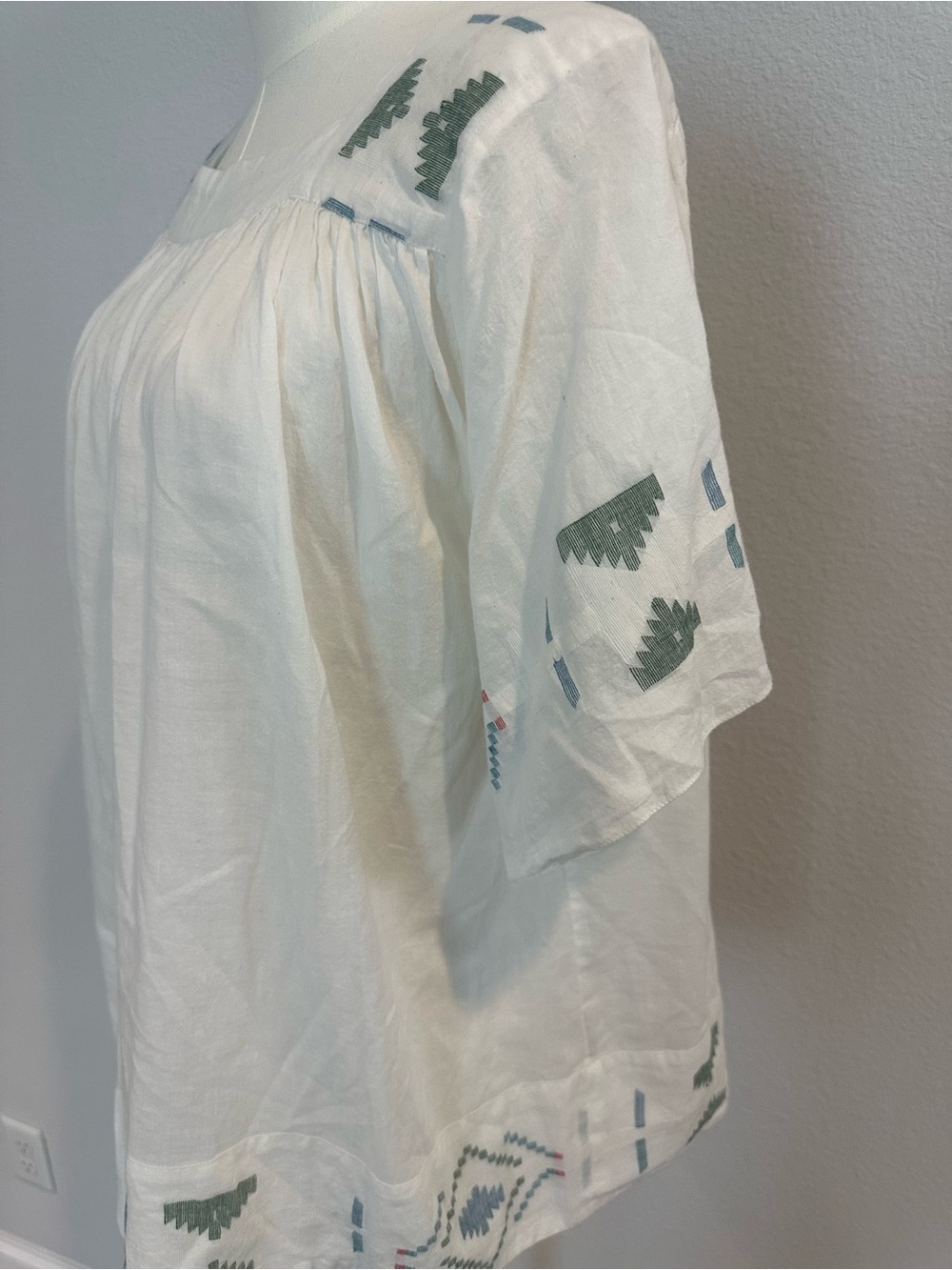 MIRTH Handmade Edition White Embroidered Cotton Tunic Top S Boho Tie Back India - Picture 6 of 9